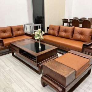 Bộ bàn ghế sofa phòng khách đùi gà gỗ tần bì cao cấp